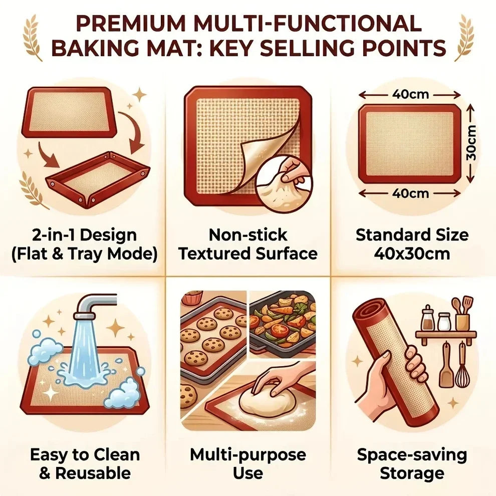 Reusable Non-Stick Baking & Roasting Mat (2 Pcs)