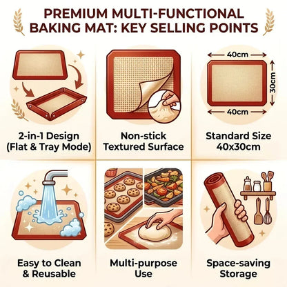 Reusable Non-Stick Baking & Roasting Mat (2 Pcs)