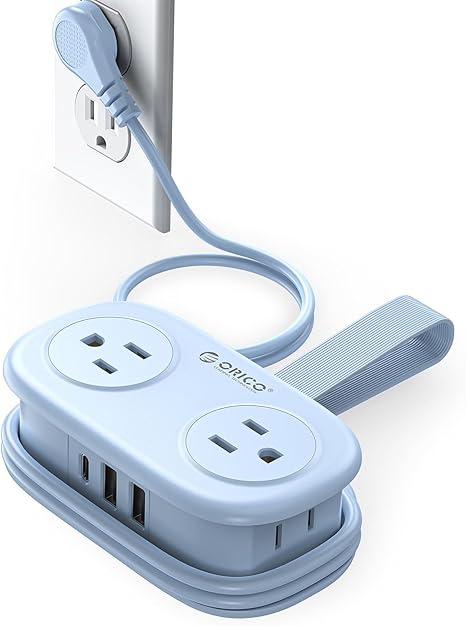 Compact Power Strip with 4 AC & USB Ports
