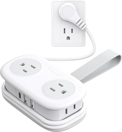 Compact Power Strip with 4 AC & USB Ports