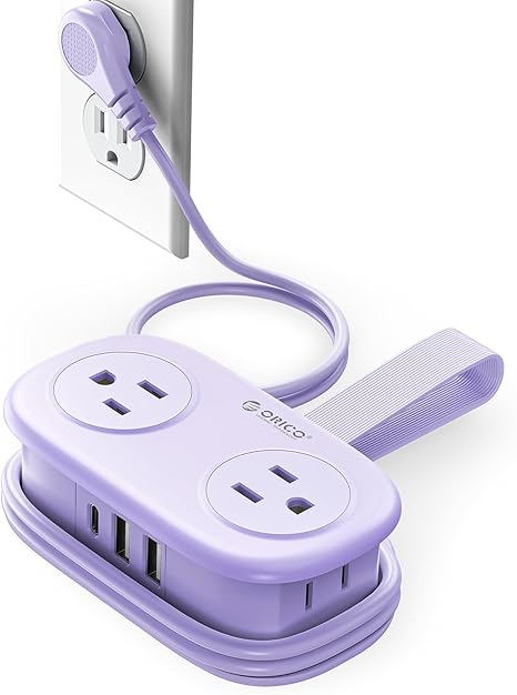 Compact Power Strip with 4 AC & USB Ports