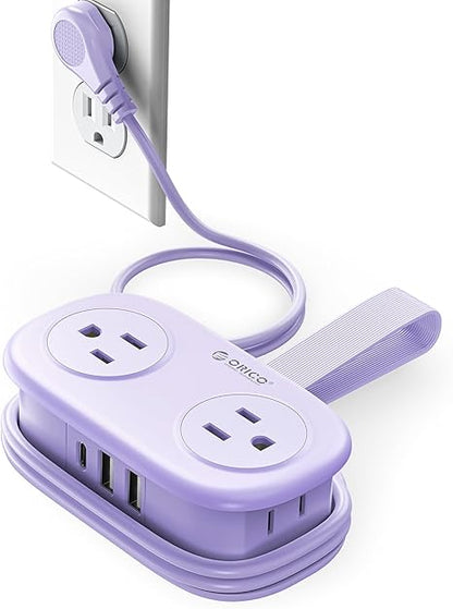 Compact Power Strip with 4 AC & USB Ports