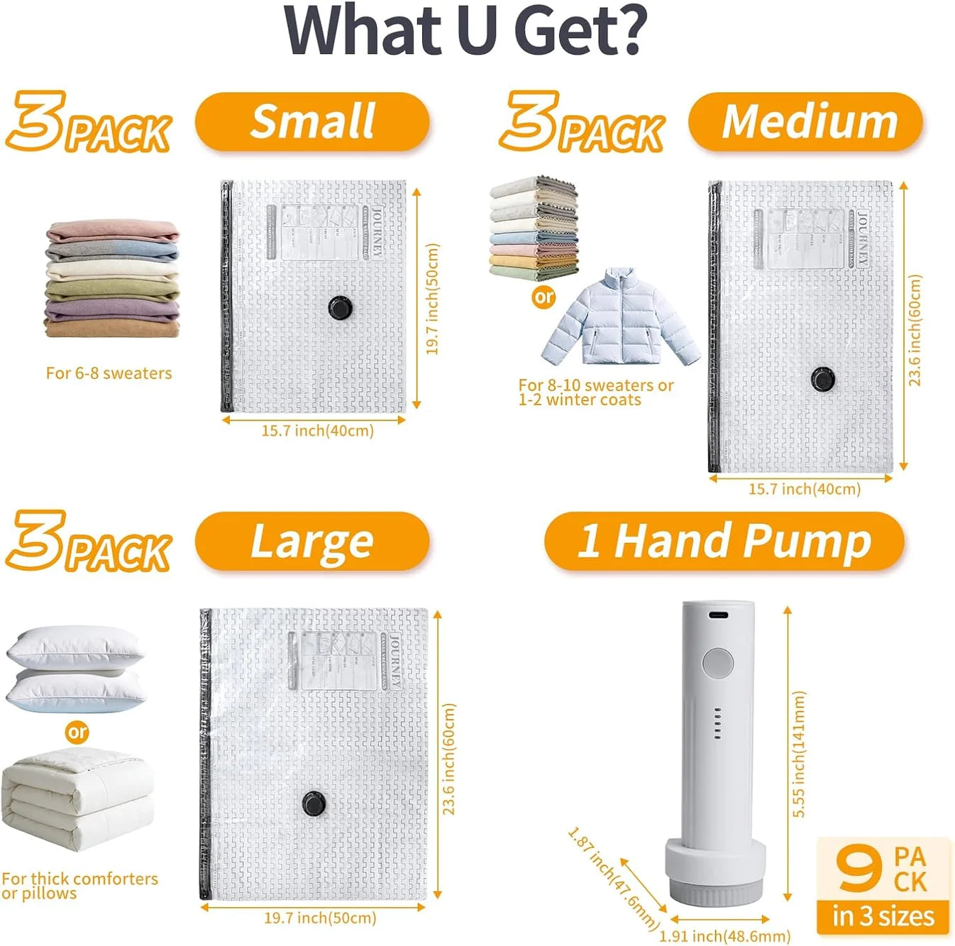 Vacuum Bags with Electric Pump (9 Pack)
