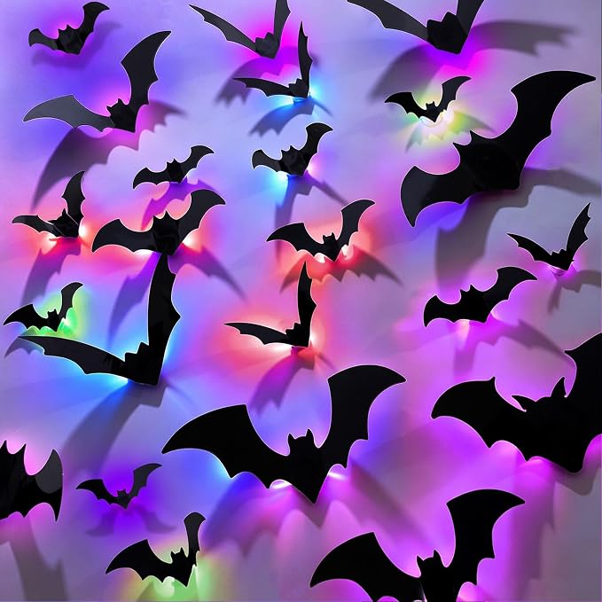 Glowing Bat Wall Decals - Halloween Party Decor