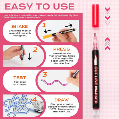 Glitter Outline Paint Markers