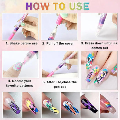 Nail Art Pens Set Fine Tips