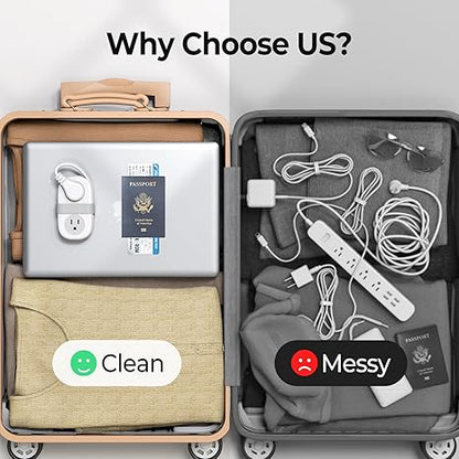 Compact Power Strip with 4 AC & USB Ports