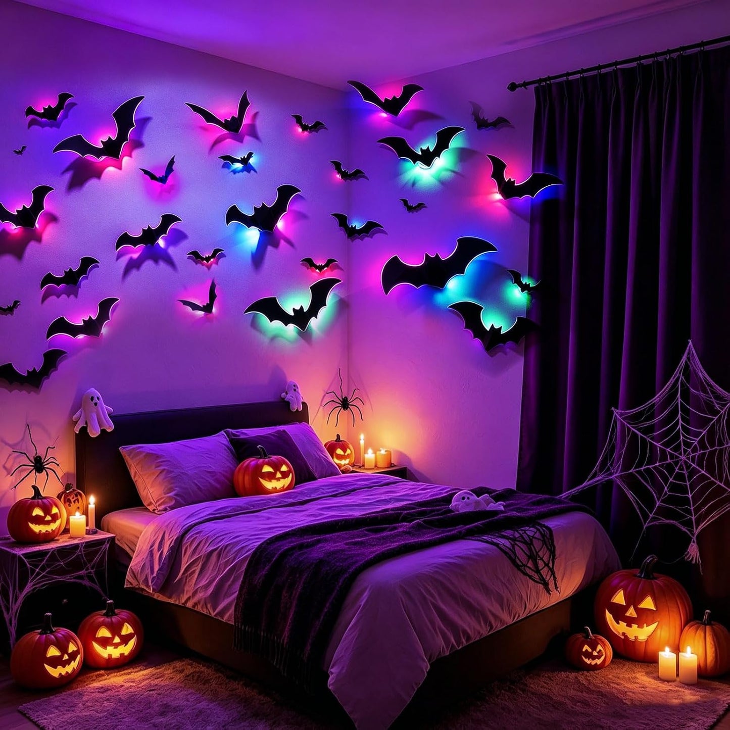 Glowing Bat Wall Decals - Halloween Party Decor