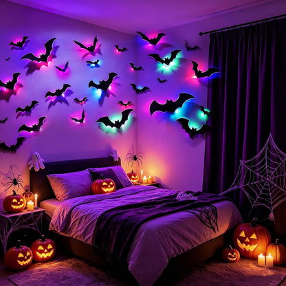 Glowing Bat Wall Decals - Halloween Party Decor