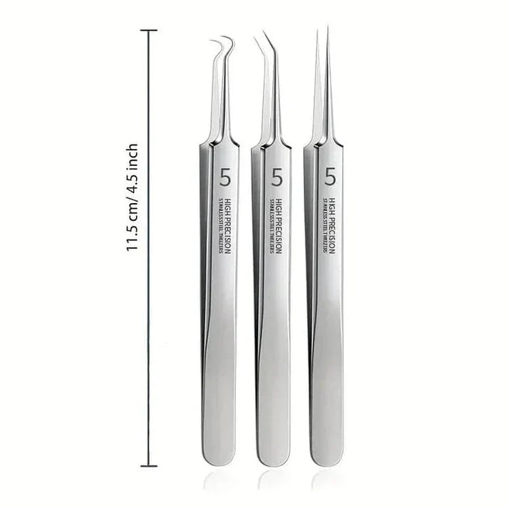 Professional Facial Blackhead Remover Tweezers (3Pcs+Box)