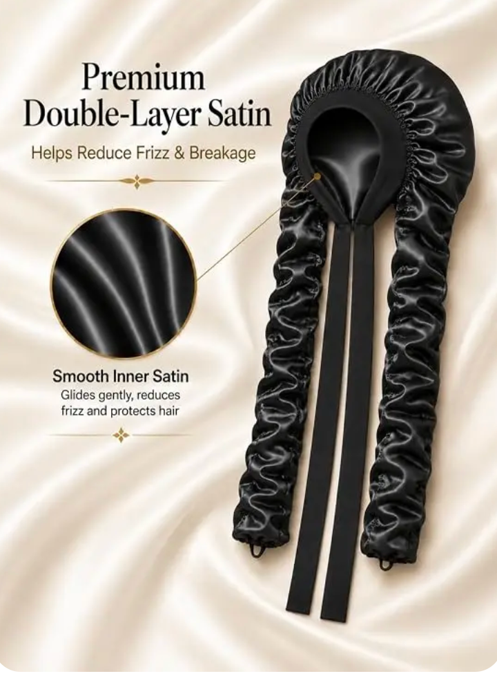 Double Layer Satin Bonnet For Long Hair.