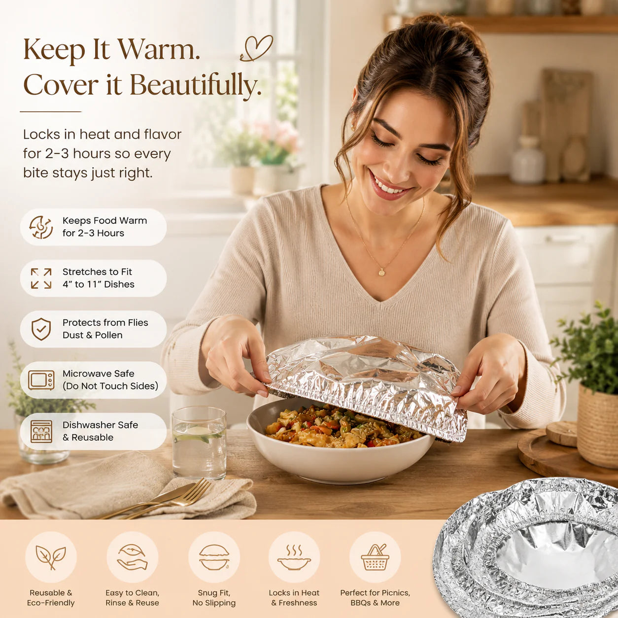 Reusable Aluminum Foil Food Covers (30 Pcs)